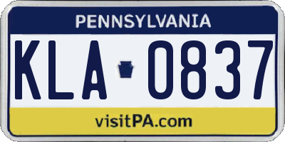 PA license plate KLA0837