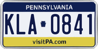 PA license plate KLA0841