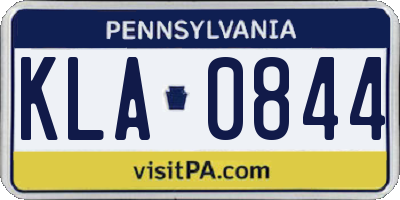 PA license plate KLA0844