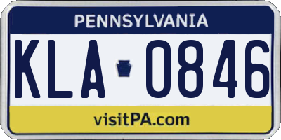 PA license plate KLA0846