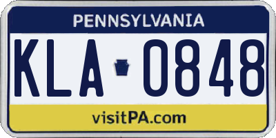 PA license plate KLA0848