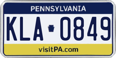PA license plate KLA0849