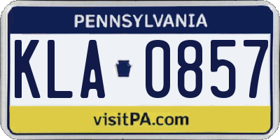 PA license plate KLA0857