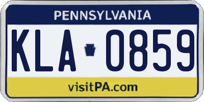 PA license plate KLA0859