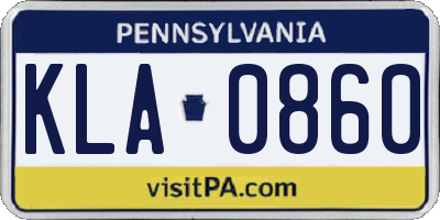 PA license plate KLA0860