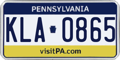PA license plate KLA0865