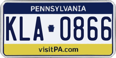 PA license plate KLA0866
