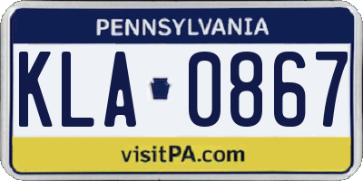 PA license plate KLA0867