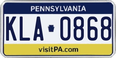 PA license plate KLA0868