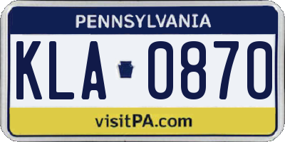 PA license plate KLA0870