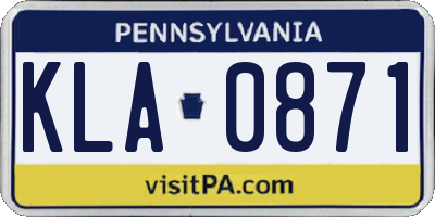 PA license plate KLA0871