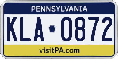 PA license plate KLA0872