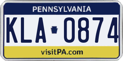 PA license plate KLA0874