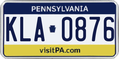 PA license plate KLA0876