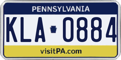 PA license plate KLA0884