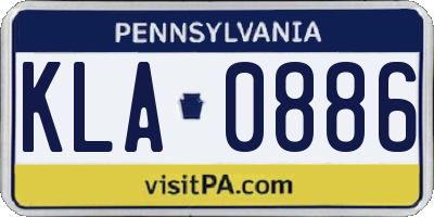 PA license plate KLA0886