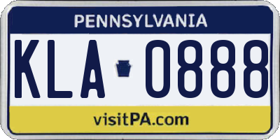PA license plate KLA0888