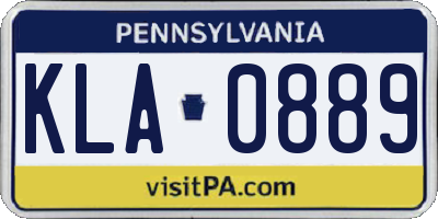 PA license plate KLA0889