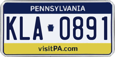 PA license plate KLA0891