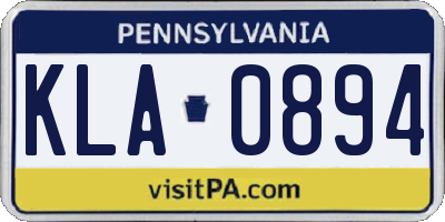 PA license plate KLA0894