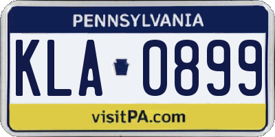 PA license plate KLA0899