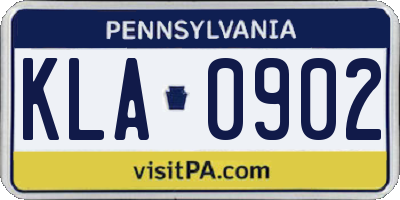 PA license plate KLA0902