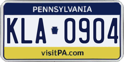 PA license plate KLA0904