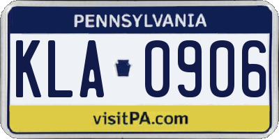 PA license plate KLA0906