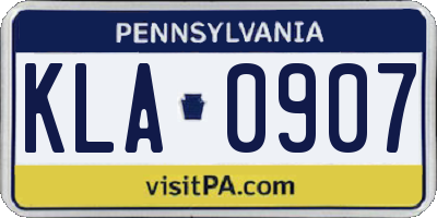 PA license plate KLA0907