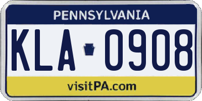 PA license plate KLA0908