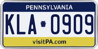 PA license plate KLA0909