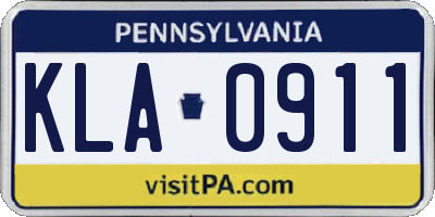 PA license plate KLA0911