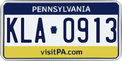 PA license plate KLA0913