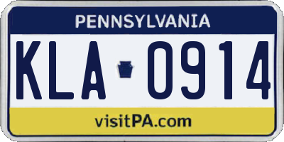 PA license plate KLA0914