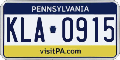 PA license plate KLA0915