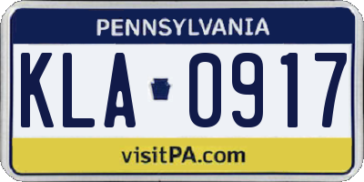 PA license plate KLA0917