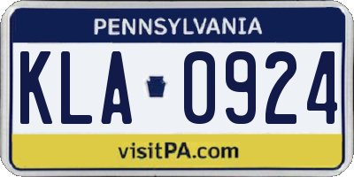 PA license plate KLA0924