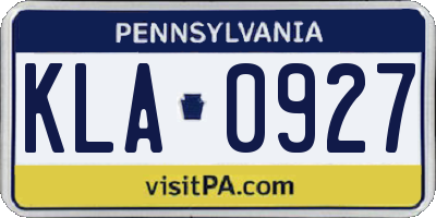 PA license plate KLA0927