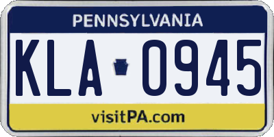 PA license plate KLA0945