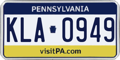PA license plate KLA0949