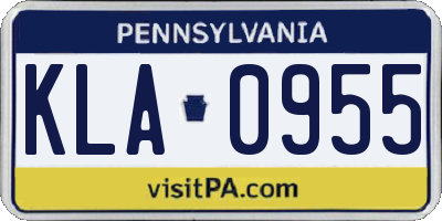 PA license plate KLA0955