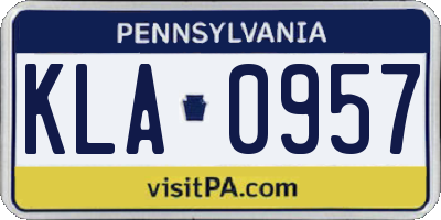 PA license plate KLA0957