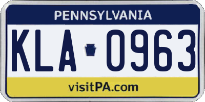 PA license plate KLA0963
