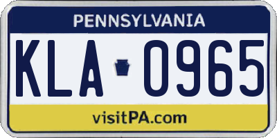 PA license plate KLA0965