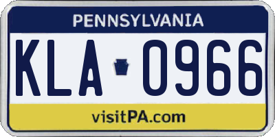PA license plate KLA0966