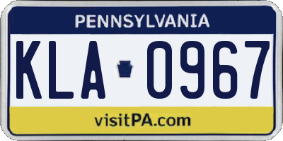 PA license plate KLA0967