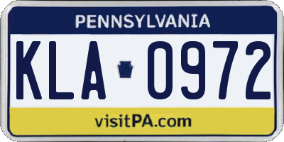 PA license plate KLA0972