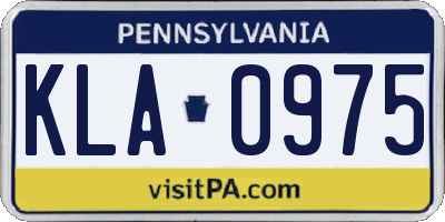 PA license plate KLA0975