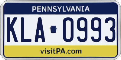 PA license plate KLA0993
