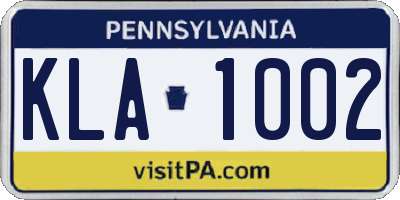 PA license plate KLA1002